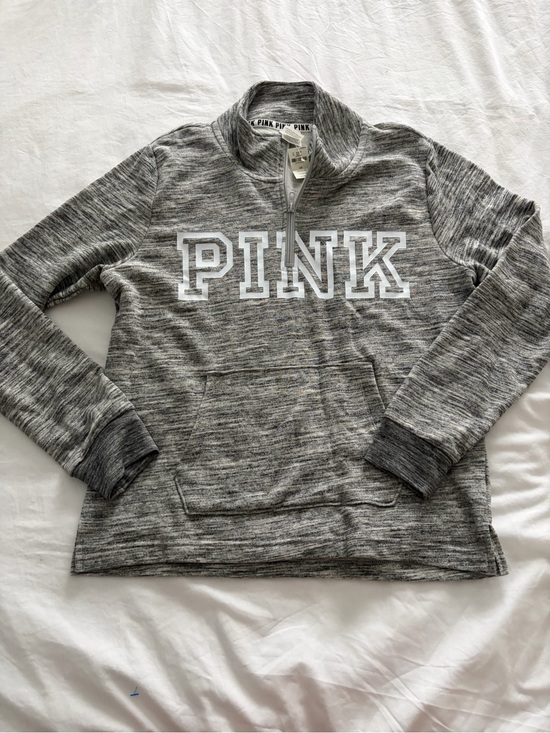 PINK Victoria's Secret Tops - PINK Victoria's Secret Sporty Chic Athleisure Quarter-Zip Sweatshirt Large NWT